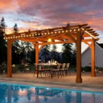 10' x 12' Cedar Pergola with Trellis Roof, Weather-Resistant Supports