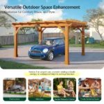 10' x 12' Cedar Pergola with Trellis Roof, Weather-Resistant