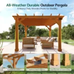 10' x 12' Cedar Pergola with Trellis Roof, Weather-Resistant