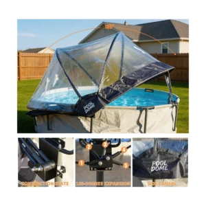 12ft Round Multifunctional All-Weather Pool Dome, Outdoor Enclosure & Cover for Frame Pools