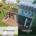 12x4 FT Metal Lean To Shed with Pergola, 2 in 1 Outdoor Storage