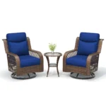 2-Person Patio Conversation Set, Outdoor Conversation Set With 2 Swivel Wicker