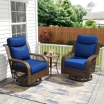 2-Person Patio Conversation Set, Outdoor Conversation Set With 2 Swivel Wicker Chairs