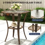 2-Person Patio Conversation Set, Outdoor Conversation Set With 2 Swivel Wicker
