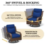 2-Person Patio Conversation Set, Outdoor Conversation Set With 2 Swivel Wicker Chairs, Thick Cushions