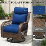 2-Person Patio Conversation Set, Outdoor Conversation Set With 2 Swivel Wicker Chairs, Thick Cushions