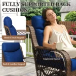 2-Person Patio Conversation Set, Outdoor Conversation Set With 2 Swivel Wicker Chairs