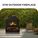 32 inch Durable Steel Rectangular Freestanding Wood Burning Fireplace with Log Rack