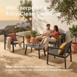 4-piece All-aluminum Outdoor Conversation Set – Olefin Cushions & Pebble Tempered Glass