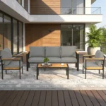 4PCS Patio Furniture Set, All-Weather Set With Coffee Table