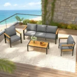 4PCS Patio Furniture Set, All-Weather Aluminum Outdoor Conversation Set