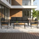 4PCS Patio Furniture Set, All-Weather Aluminum Outdoor Conversation