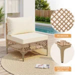 7 Piece Patio Furniture Set, Outdoor Wicker Modular Sectional Patio Conversation Set With Thicker