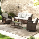 Alejah Premium All-Weather Wicker 5 - Person Patio Conversation Set with Cushions