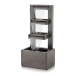 Alpine Corporation 43" Metal Tiered Waterfall Fountain, Industrial Outdoor Water Feature