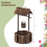Arlmont & Co. Outdoor Wooden Wishing Well Bucket Flower Plants Planter