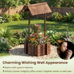 Arlmont & Co. Outdoor Wooden Wishing Well Bucket Flower Plants Planter Patio GardEN