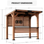 Beaufort 6'-5'' X 8' Cedar Wood Entertainment Bar Gazebo With Charging Station And Accessory