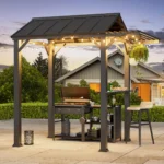 Bridget 6' X 8' Aluminium Hardtop Patio Grill Gazebo,Galvanized Steel Gable Roof