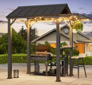 Bridget 6' X 8' Aluminium Hardtop Patio Grill Gazebo,Galvanized Steel Gable Roof