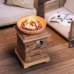 COSIEST Outdoor Propane Fire Pit Table With Square Base,