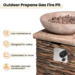 COSIEST Outdoor Propane Fire Pit Table With Square
