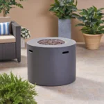 Caelan Round Concrete Propane Smokeless Fire Pit Table with Hidden Fuel Tank