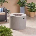 Caelan Round Concrete Propane Smokeless Fire Pit Table with Hidden Fuel Tank - Image 2