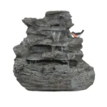 Christopher Knight Home - Hailey 4-Tiered Concrete Rock Waterfall Fountain Outdoor Garden Decor with LED Lights - Image 5