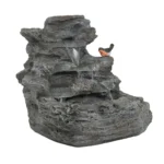Christopher Knight Home - Hailey 4-Tiered Concrete Rock Waterfall Fountain Outdoor Garden Decor with LED Lights - Image 4