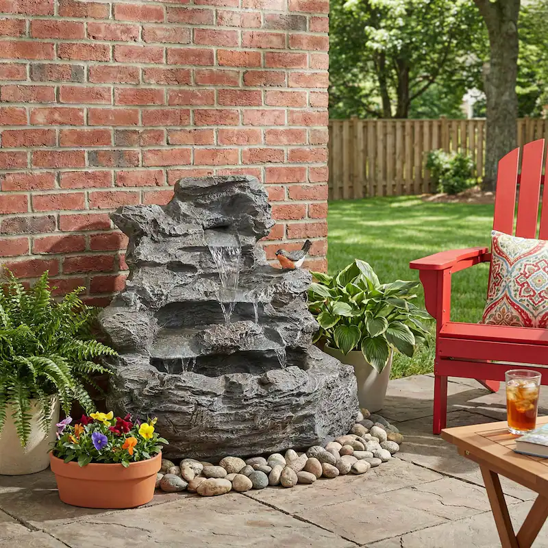 Christopher-Knight-Home---Hailey-4-Tiered-Concrete-Rock-Waterfall-Fountain-Outdoor-Garden-Decor-with-LED-Lights Christopher Knight Home - Hailey 4-Tiered Concrete Rock Waterfall Fountain Outdoor Garden Decor with LED Lights