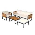 Christopher Knight Home - Mason 4-Piece Acacia Wood and Metal Patio Sofa Set for Outdoor