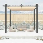 EROMMY 10' x 13' Outdoor Pergola with Retractable Canopy, Heavy-Duty Metal Frame and Adjustable Patio