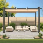 EROMMY 10' x 13' Outdoor Pergola with Retractable Canopy, Heavy-Duty Metal Frame and Adjustable Patio