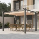 EROMMY 10' x 13' Outdoor Pergola with Retractable Canopy, Heavy-Duty Patio Shade Roof