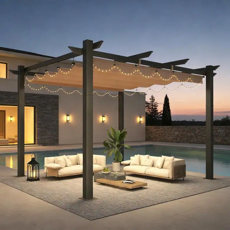 EROMMY-10'-x-13'-Outdoor-Pergola-with-Retractable-Canopy,-Heavy-Duty-Metal-Frame-and-Adjustable-Patio-Shade-Roof (6) EROMMY 10' x 13' Outdoor Pergola with Retractable Canopy, Heavy-Duty Metal Frame and Adjustable Patio Shade