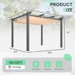 EROMMY 10' x 13' Outdoor Pergola with Retractable Canopy,