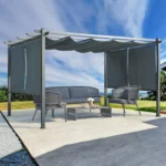 EROMMY 10' x 13' Outdoor Pergola with Retractable Canopy, Aluminum Frame, Patio Metal Shelter