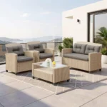 Jett 4 - Person Wicker / Rattan Outdoor Sofa Seating Group with Glass-Top