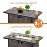 Nuu Garden Outdoor 43-inch 50,000 BTU Propane Gas Fire Pit Table, Aluminum Tabletop and PE