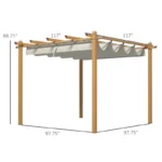 Outsunny 10' x 10' Retractable Pergola Canopy, Wood Grain