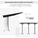 Outsunny 12' x 10' Outdoor Polycarbonate Pergola, Transparent UV Blocking Awning, Hardtop Deck