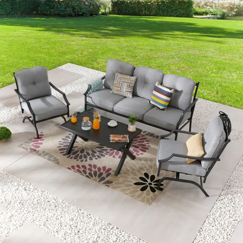 Patio-Festival-4-Piece-Outdoor-Metal-Sofa-Seating-Group (1) Patio Festival 4-Piece Outdoor Metal Sofa and Chair Set with Coffee Table
