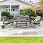 Patio Festival 4-Piece Outdoor Metal Sofa and Chair Set