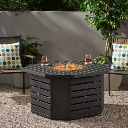 Rene Outdoor 50,000 BTU Octagonal Iron Fire Pit by Christopher Knight Home