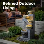 Stone-Texture Weather Resistant Garden Polyresin 4-Tier CasCading